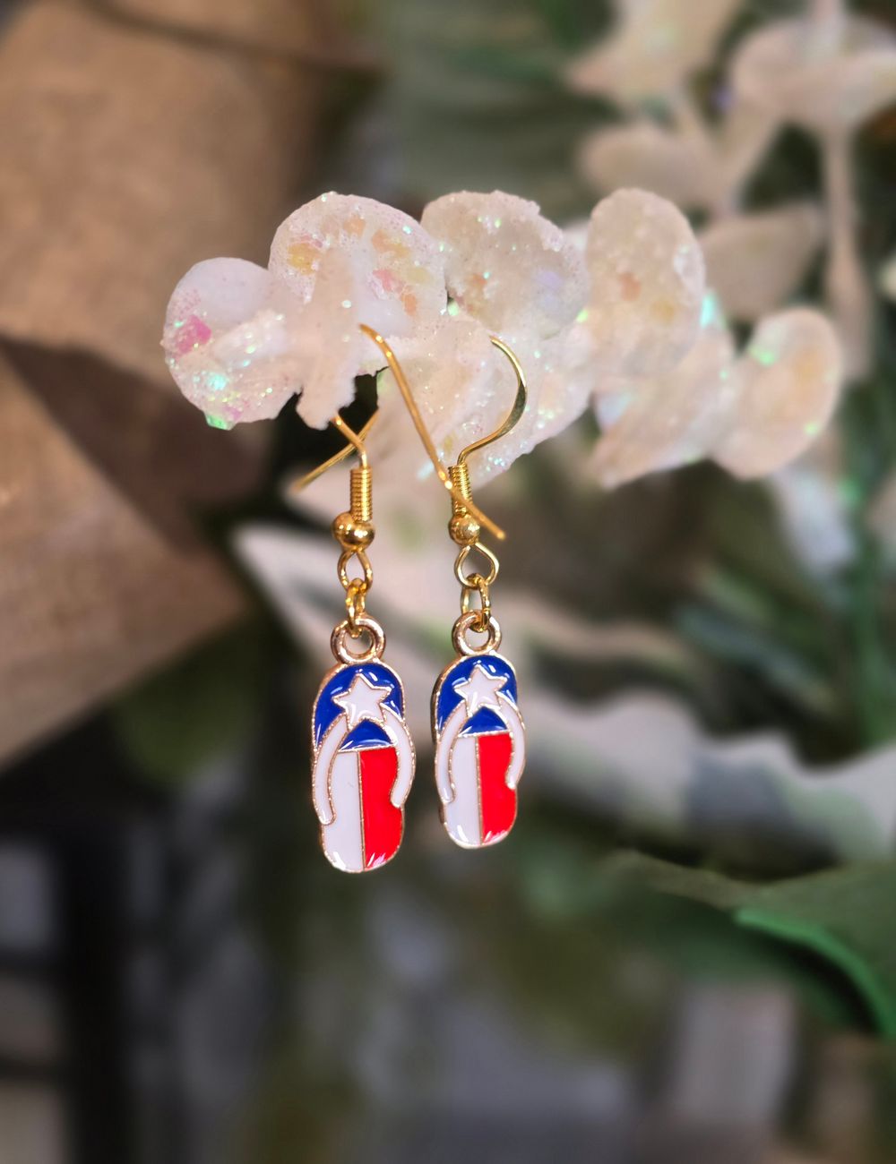 Red White & Blue Flip Flop Earrings