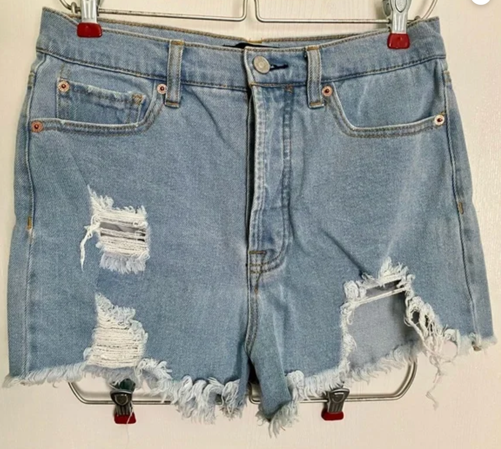 Light Wash Distressed BBJ High-Waisted Denim Shorts