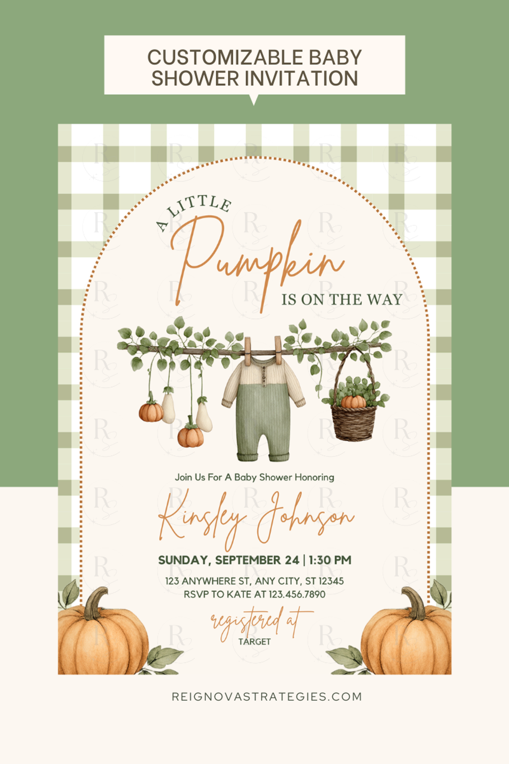 Cozy Fall Pumpkin Baby Shower Invitation Template
