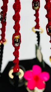 Red and black. Indian agate beading 