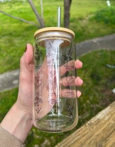 Herbs for Reproductive Freedom Glass Can with Bamboo Lid and Straw