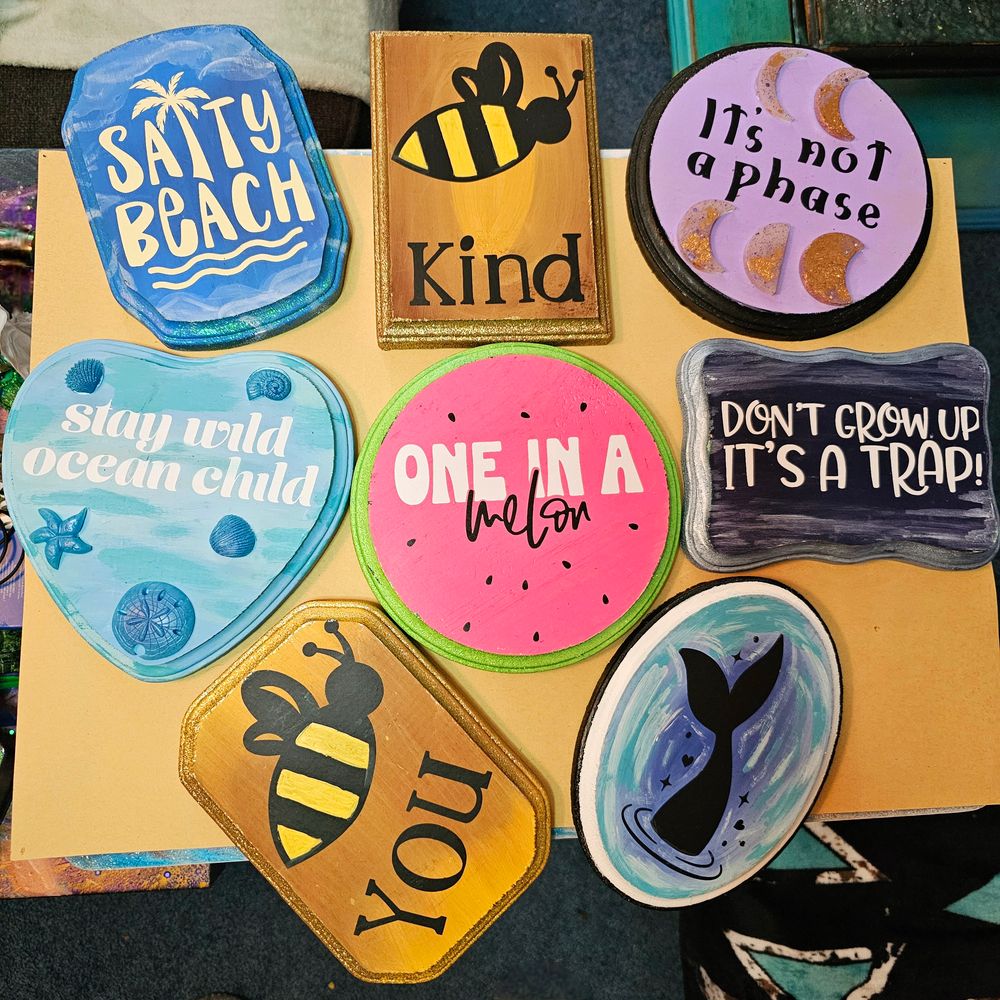 Wooden Signs with hangers 
