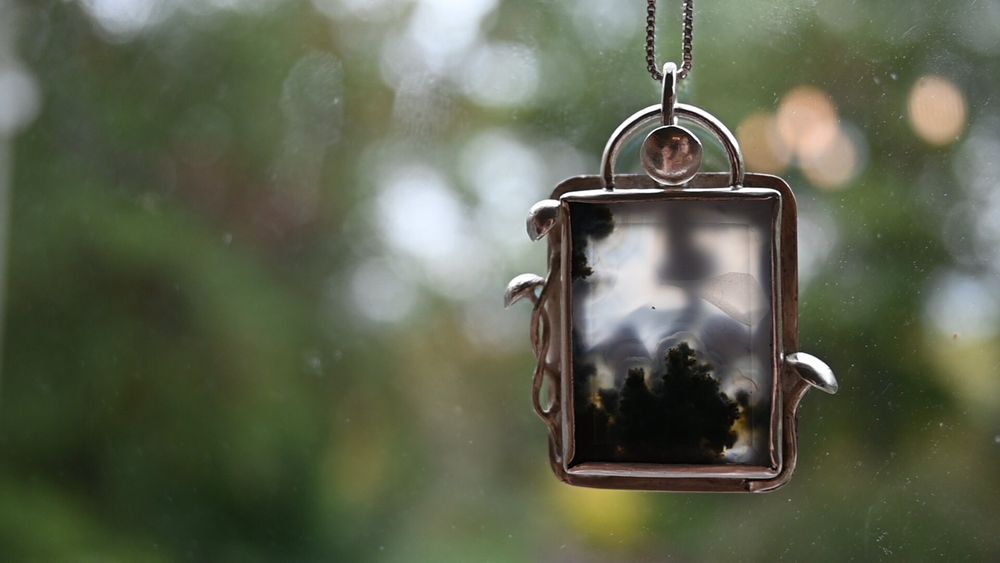 Enchanting Moss Agate Mushroom Pendant