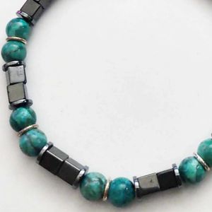7" - Turquoise and Magnetic Hematite