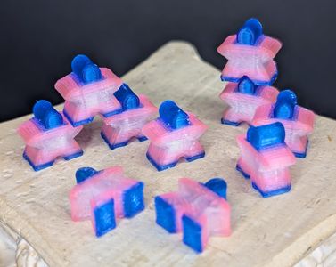 Set of 10 Bisexual Pride flag color meeple