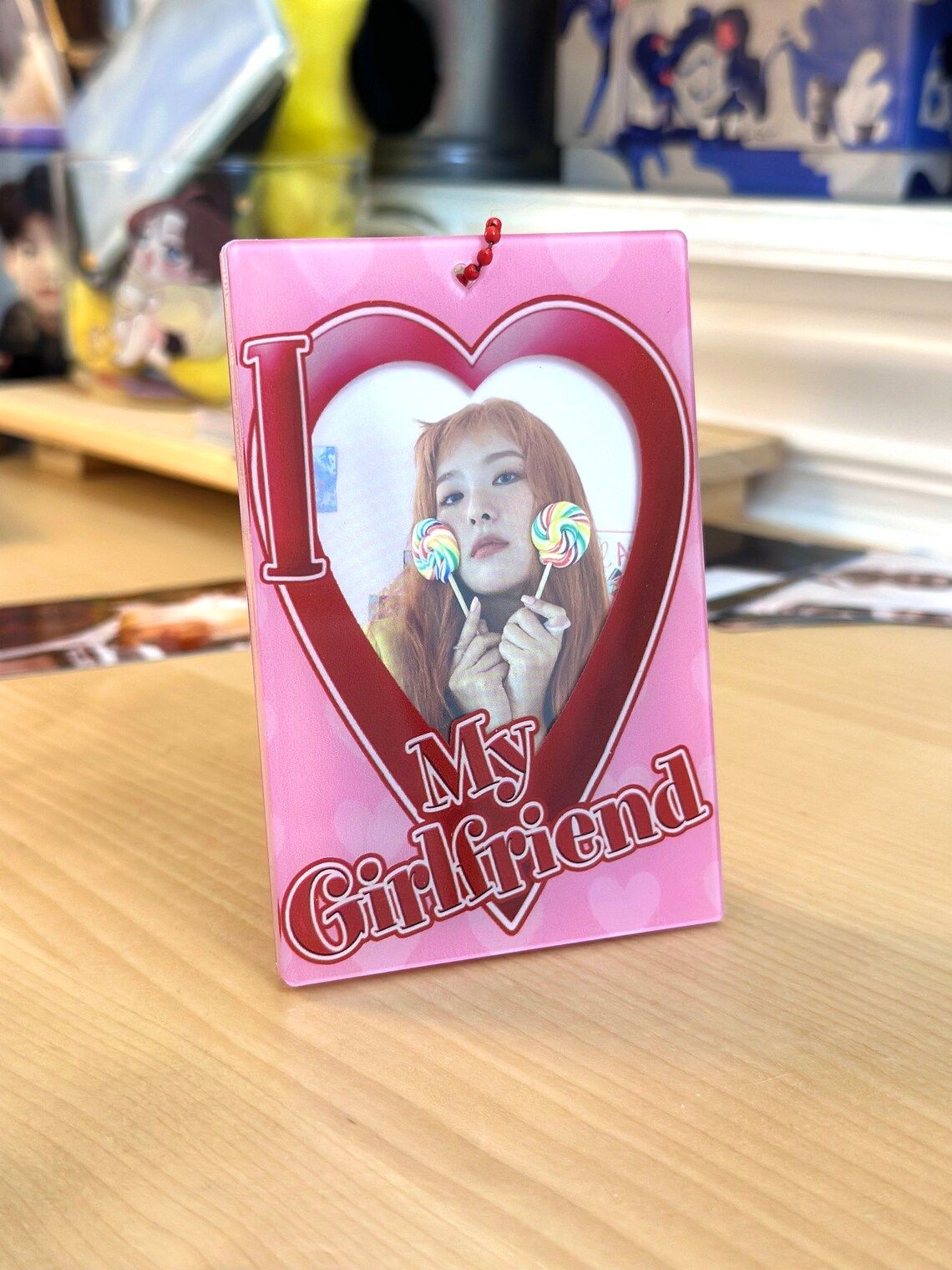 I Heart My Girlfriend Acrylic Photocard Holder Keychain - Haedal