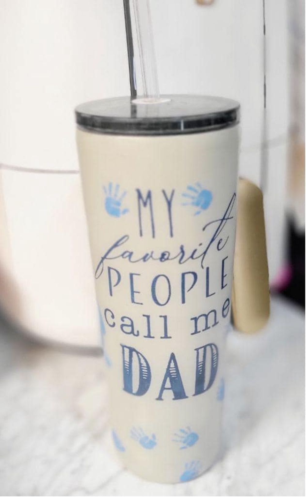 Personalized Blue & Cream 30oz Tumbler – "My Favorite People...