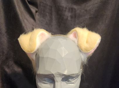 Blonde puppy ears with white interior and pink color detail
