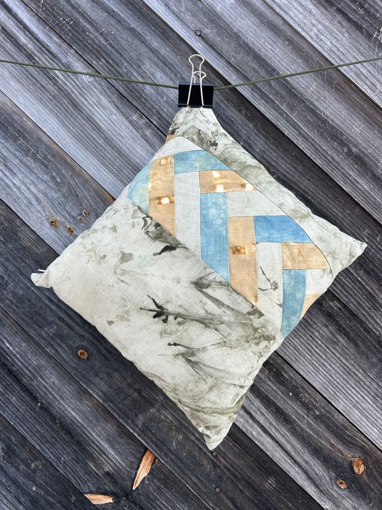Organic Cotton/Hemp Patchwork Throw Pillow