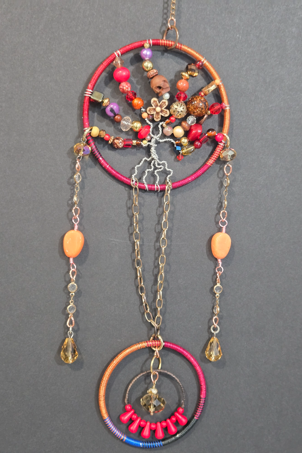 Red and Orange Tree of Life Suncatcher