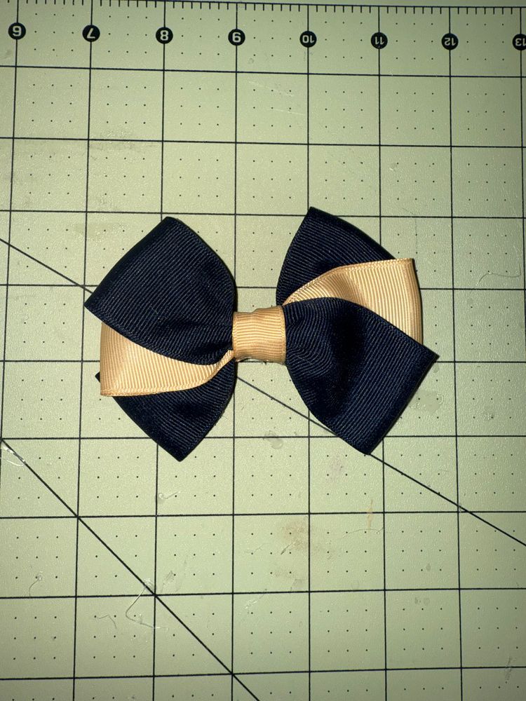 Navy Blue & Gold Fan Basic Bow