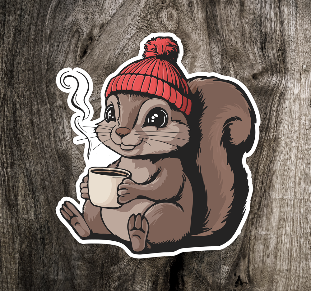 Cozy Squirrel Sticker - Waterproof Decal