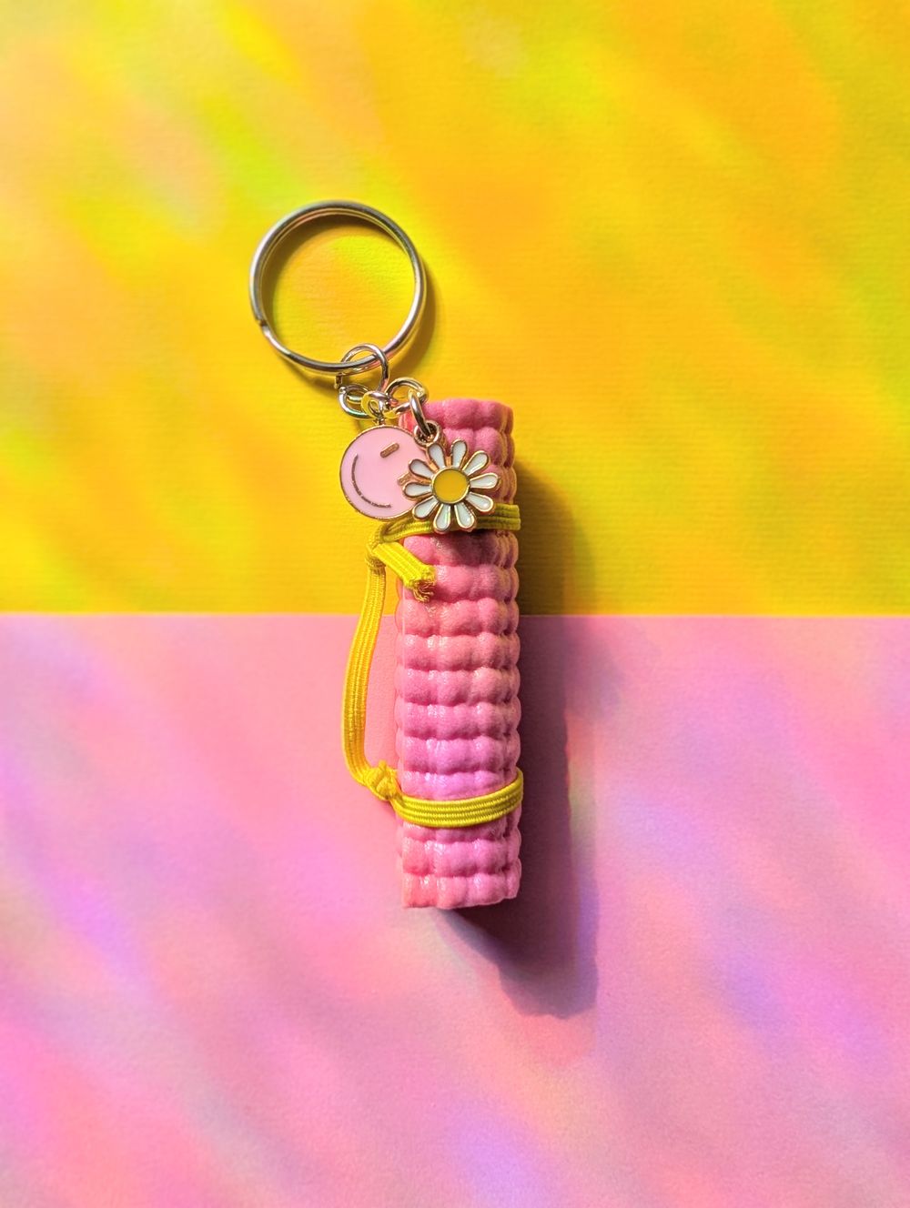 Pink Yoga Mat Key Chain