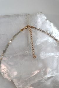 14K gold-filled lobster clasp and 2" extender on the Selene Necklace.