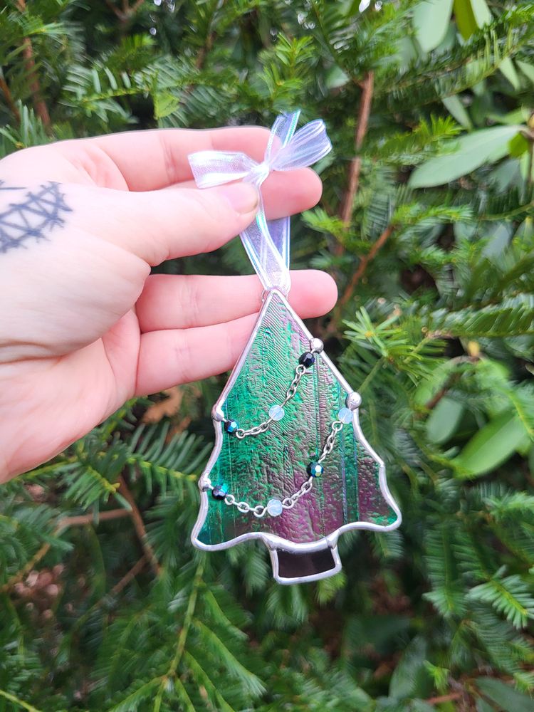 Holiday Tree Stained Glass Ornament 2