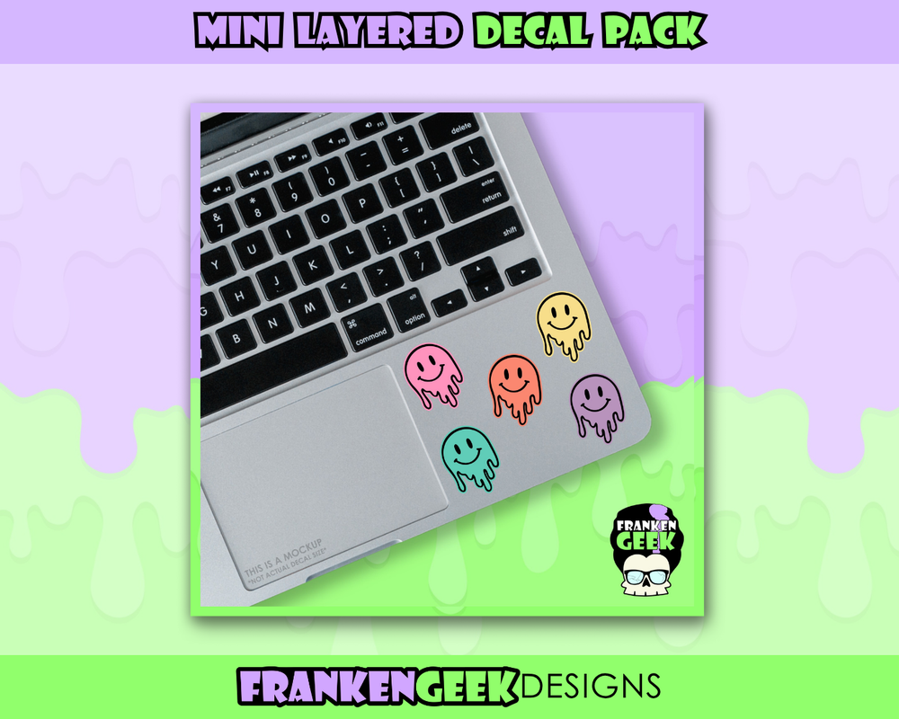 Pastel Melting Smiley Face Mini Decal Pack