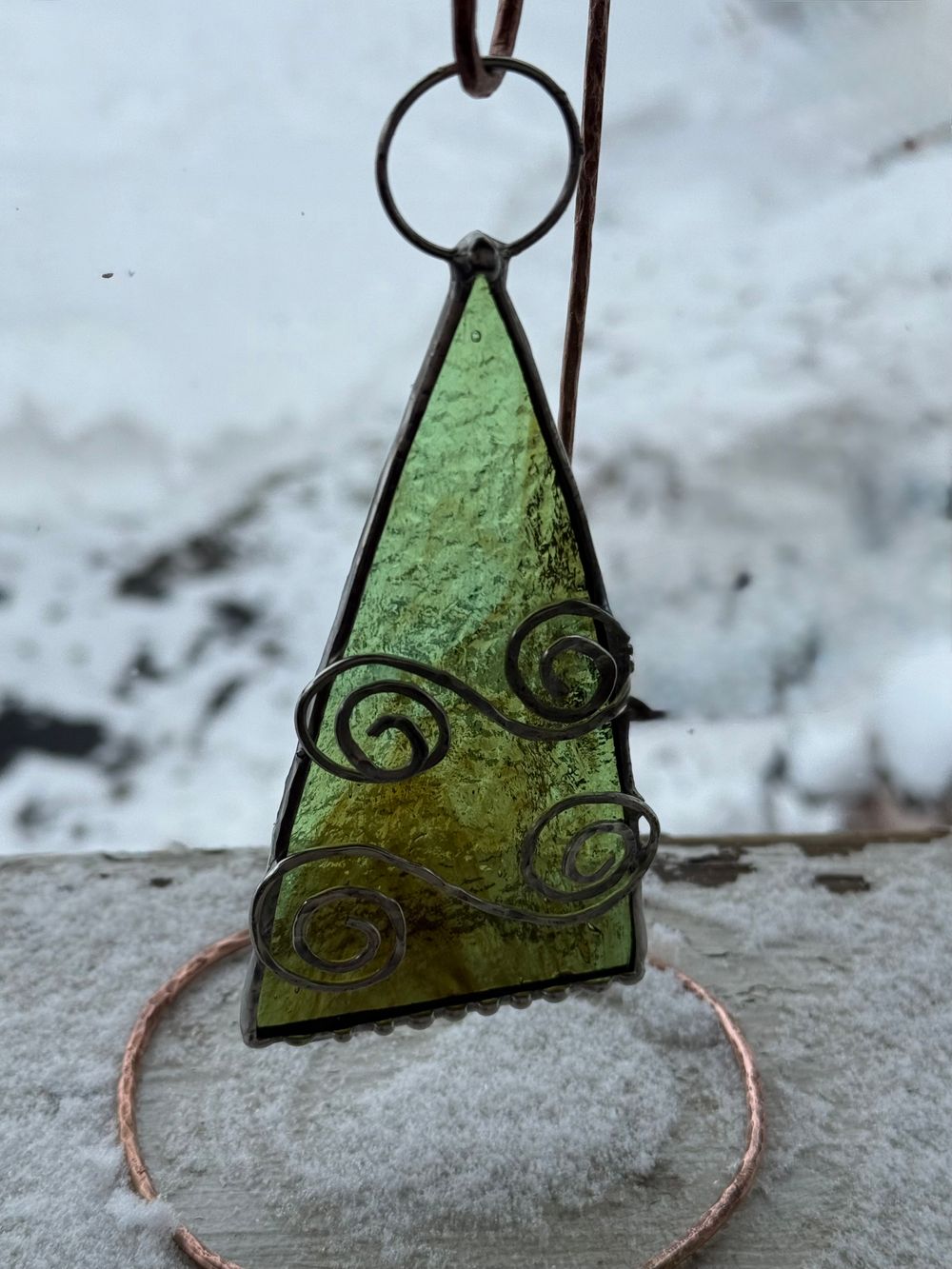 evergreen tree with copper stand 