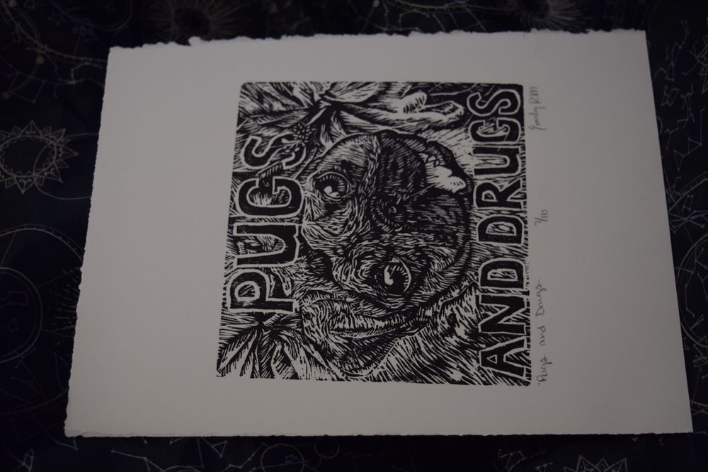 "Pugs and Drugs" Lithograph - Emily McClintock