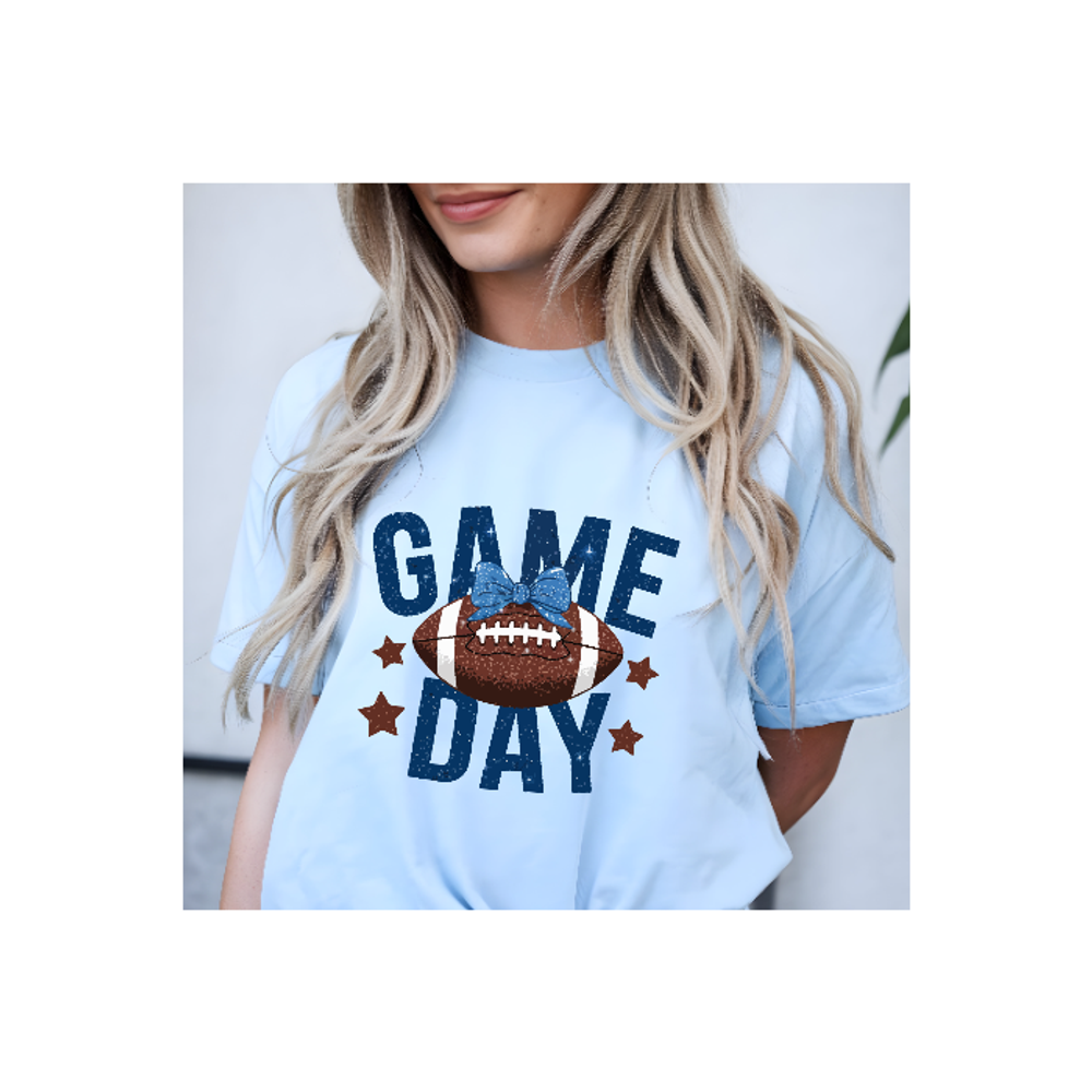 Blue Game day bow
