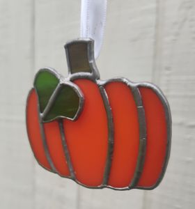 Stained Glass Pumpkin Ornament Far Side View