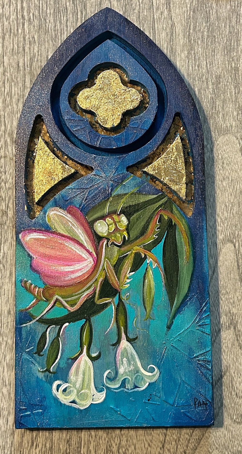 Mantis - Original Art on Wood Panel 