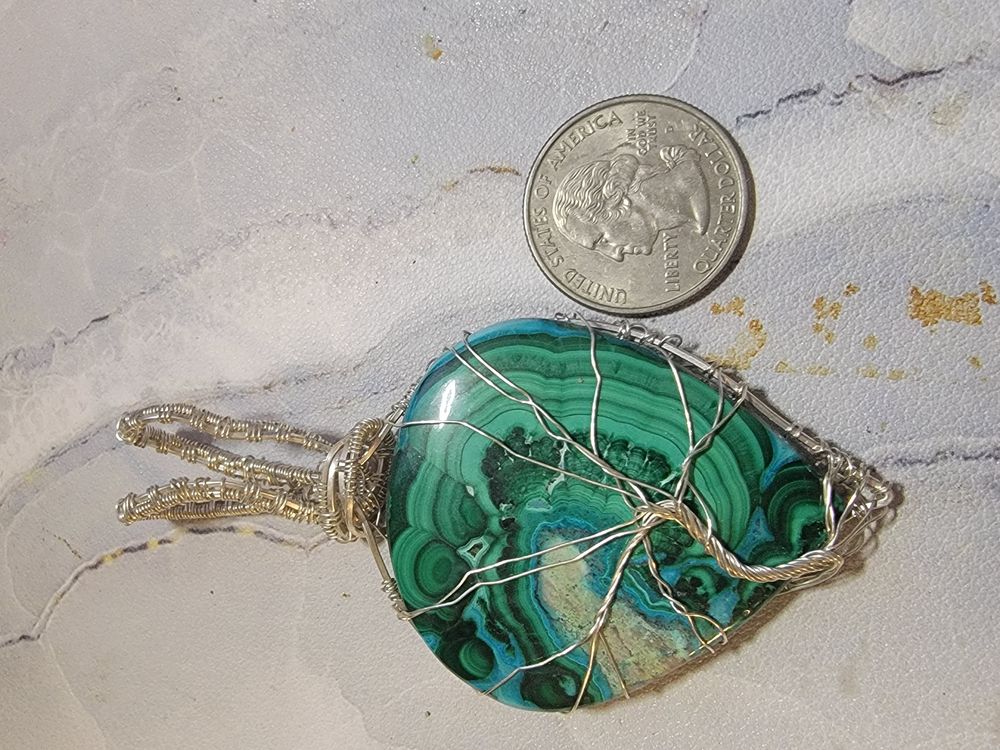 Malachite tree of life pendant