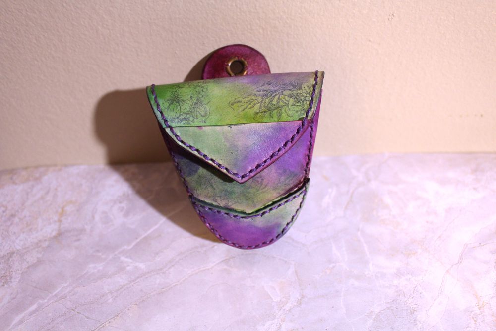 10% Sale on Ready to Ship Purple and Green Coin Pouch 