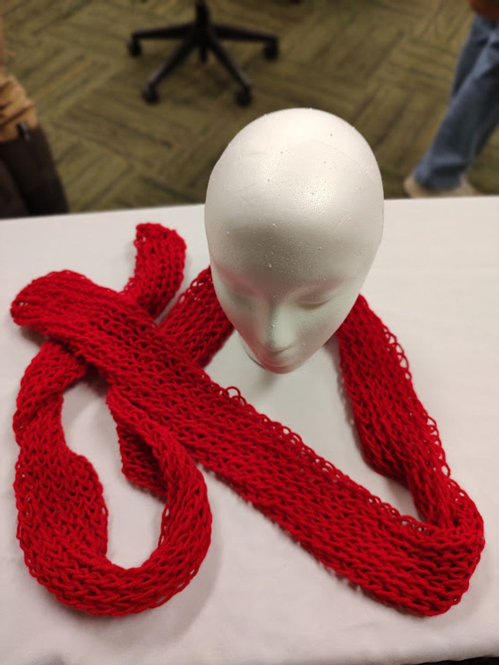 Handmade Loose Knit Red Tube Scarf