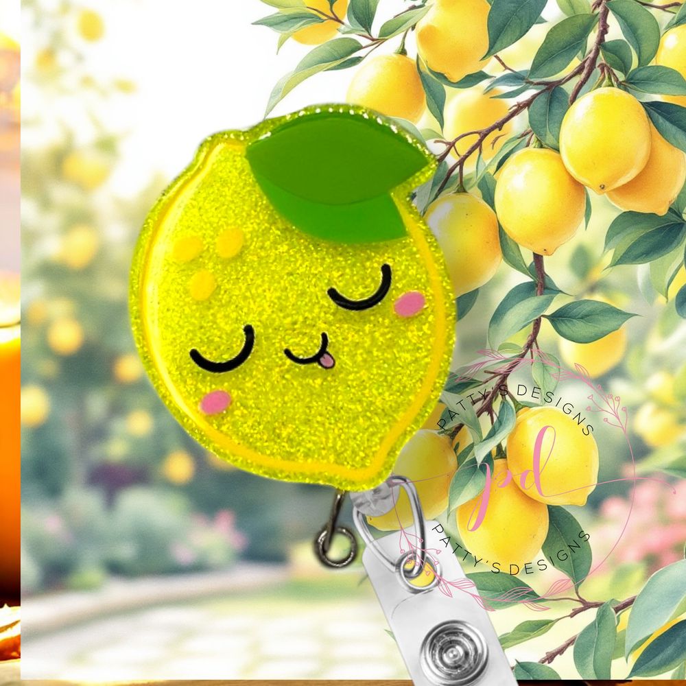 Lemon Badge Reel, Badge Holder, ID Holder