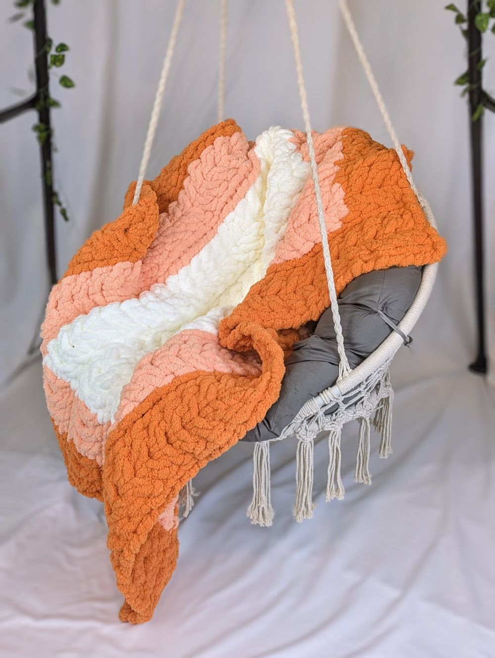 "Creamsicle" Hand-Knit Blanket - A Sweet Summer Treat