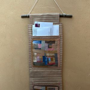 A close up on the top pocket with mail in it