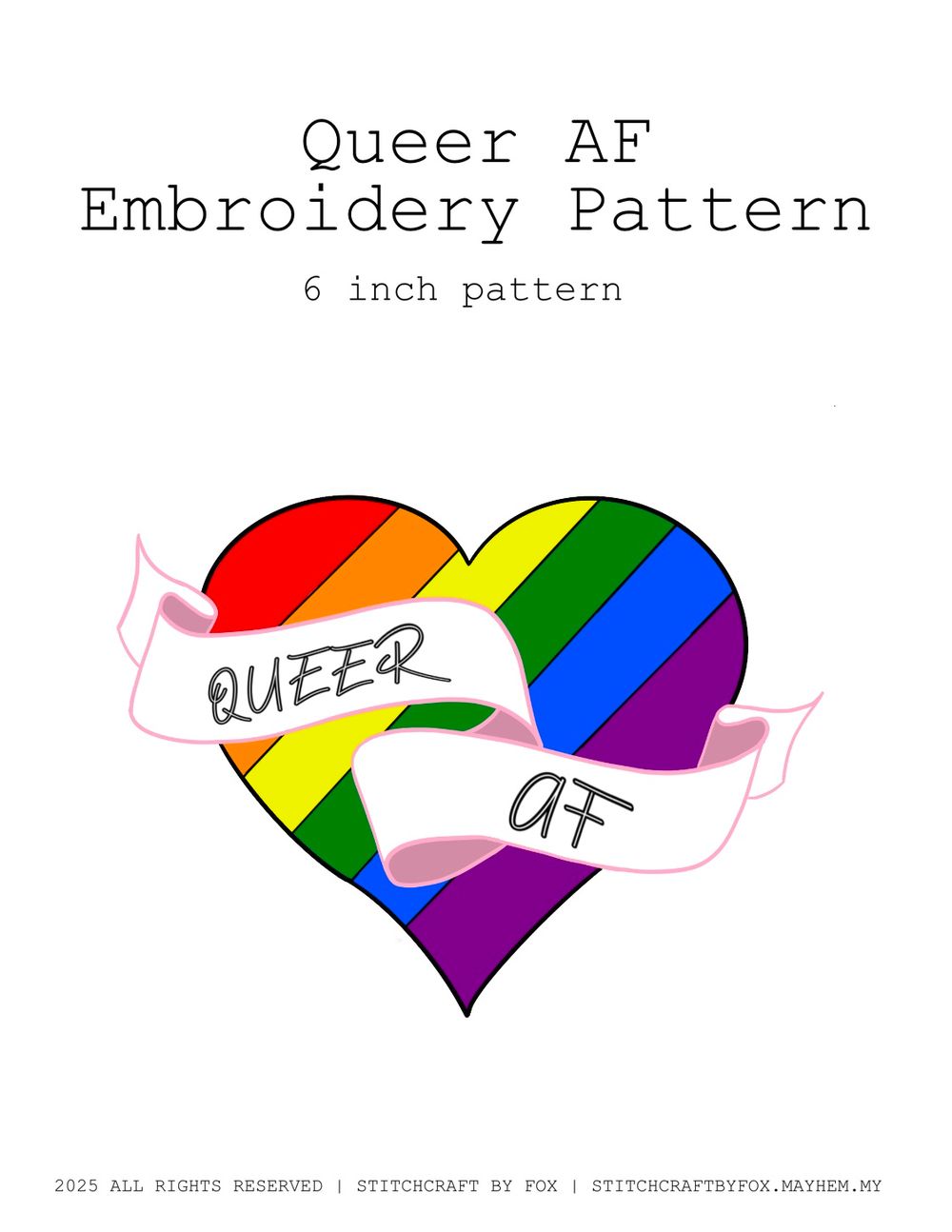 DIGITAL ITEM - Queer AF Embroidery Pattern | LGBTQIA | LGBTQIA Pride