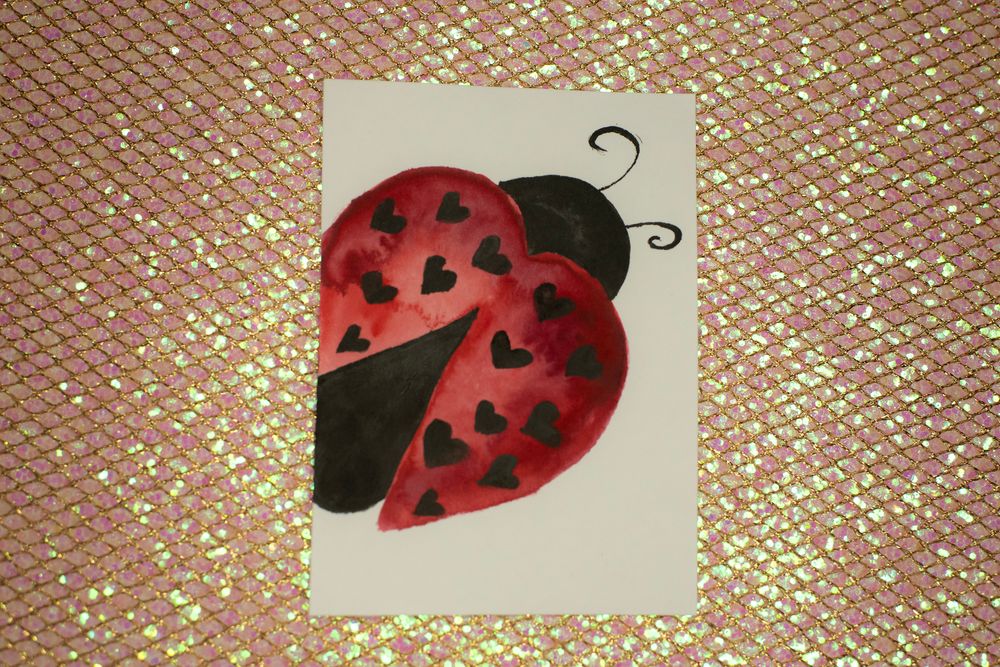 ACEO Orig - 'Lady Bug' - MiniArt - 2.5x3.5 collectable