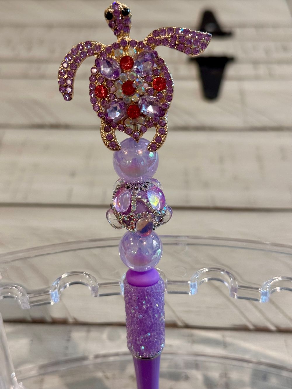 Purple Rhinestone Beaded Owl Pen