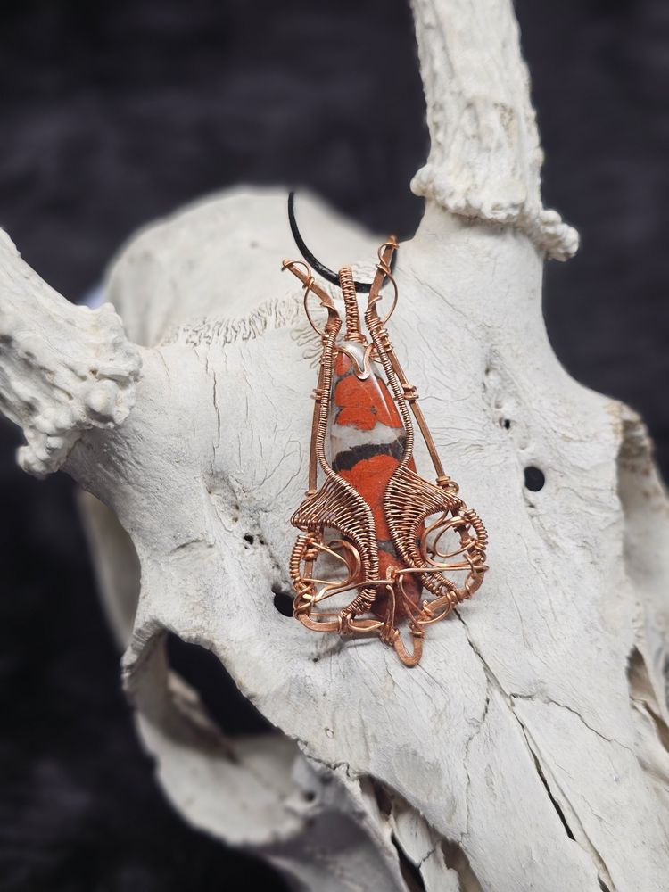 Poppy jasper wire wrapped necklace 