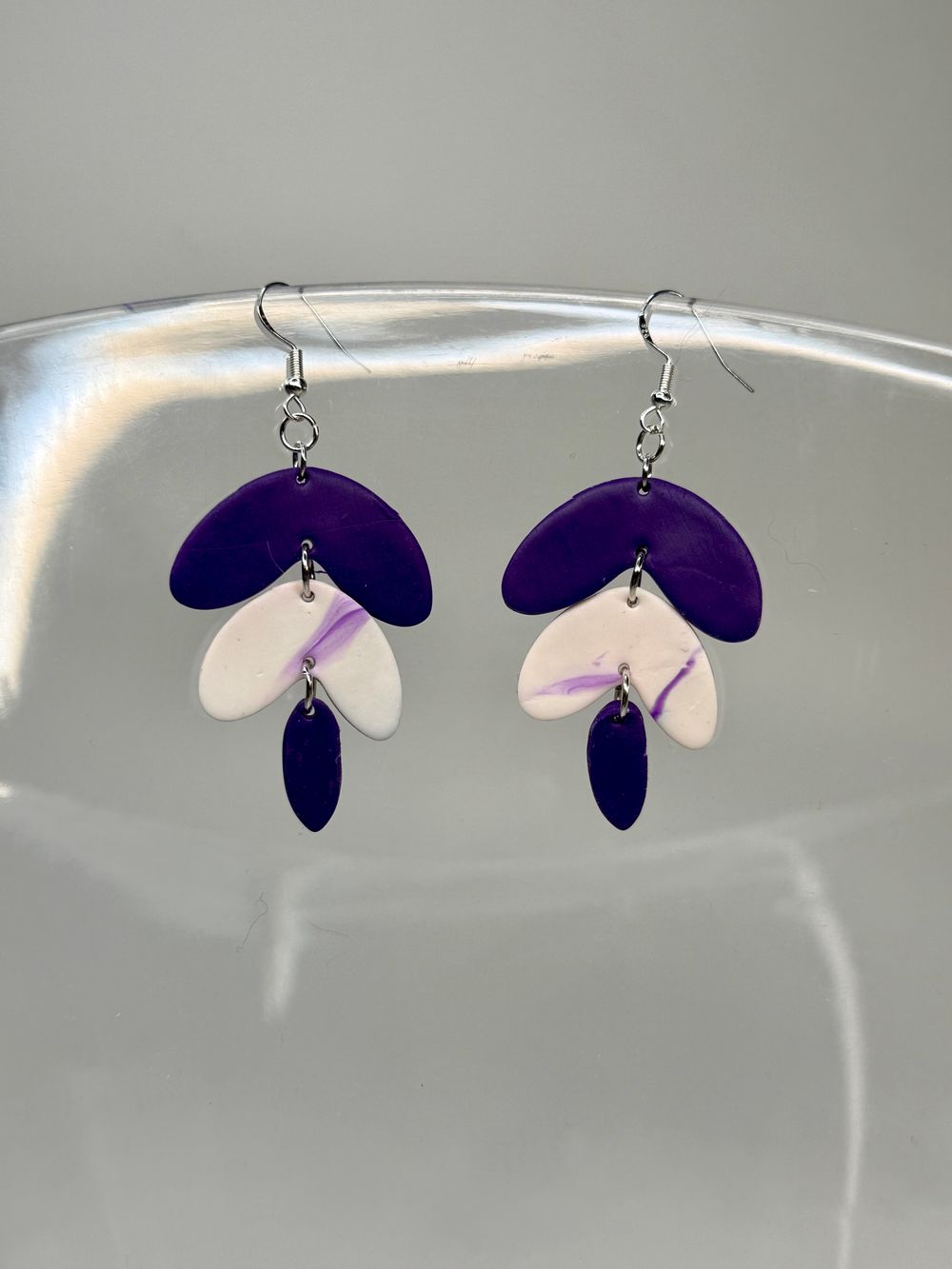 Cascading Clay Earrings – Purple
