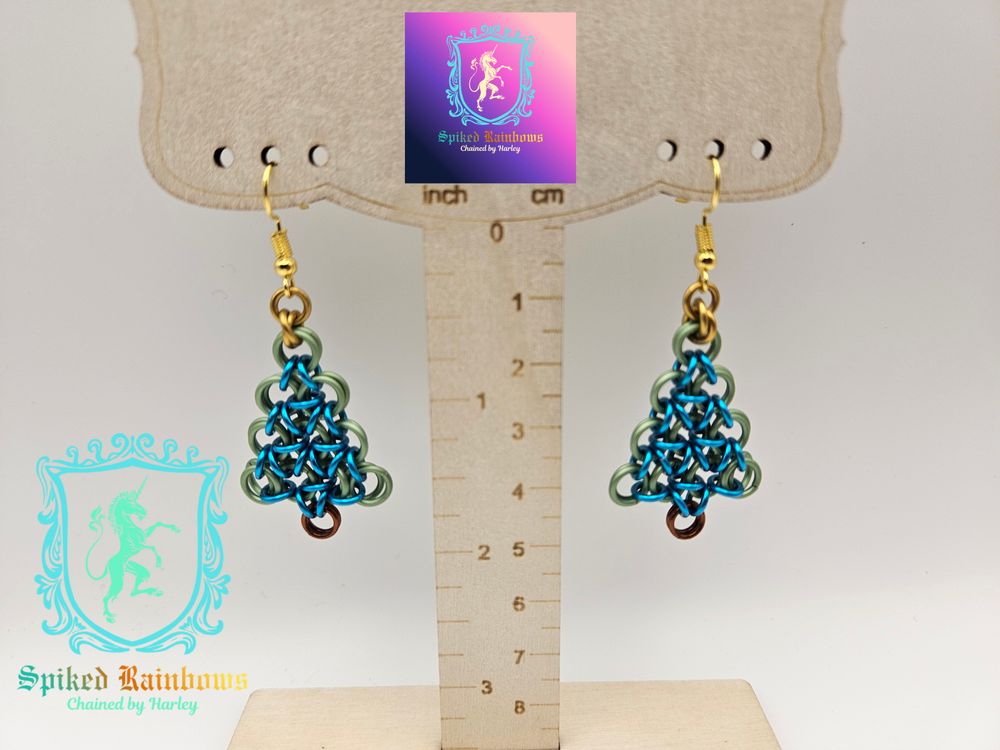 Chainmail Christmas Tree Earrings