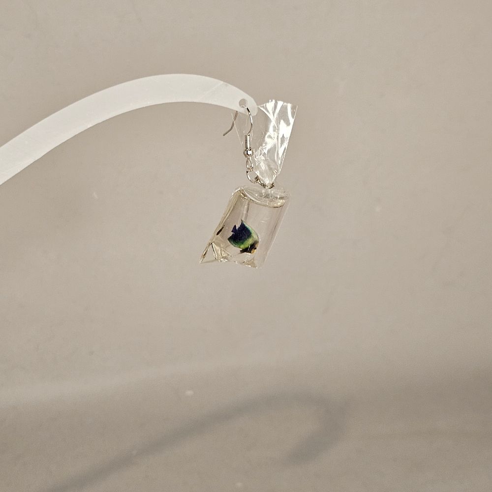 Item #239 Fish in a Bag Earring