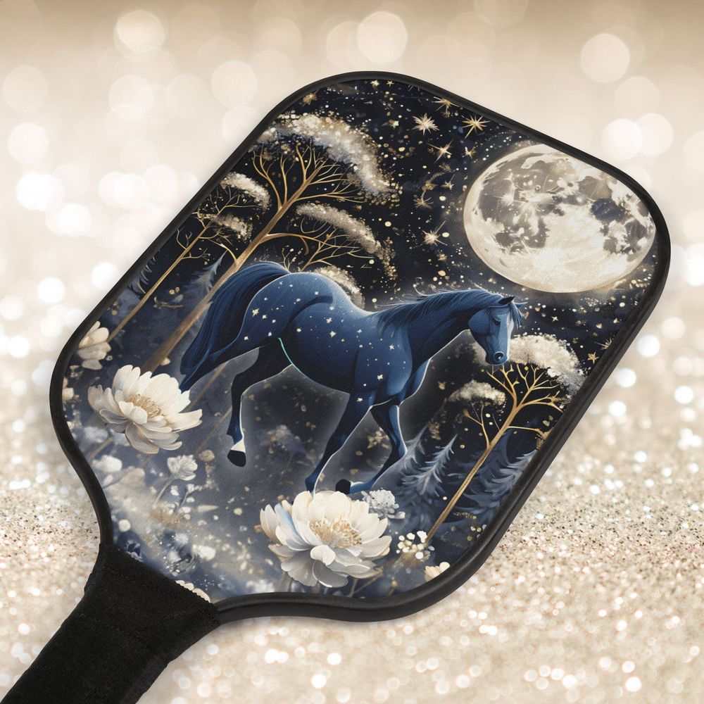 Floral Horse Pickleball Paddle Set Equestrian Lover Gift Uni...