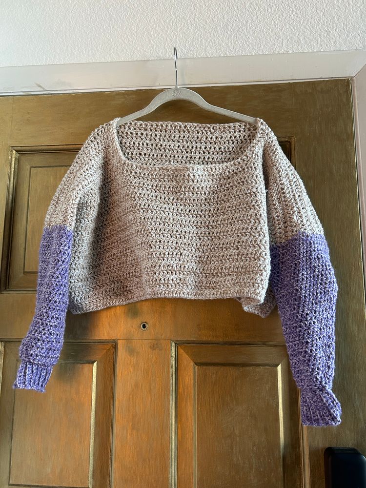 Cropped crochet sweater
