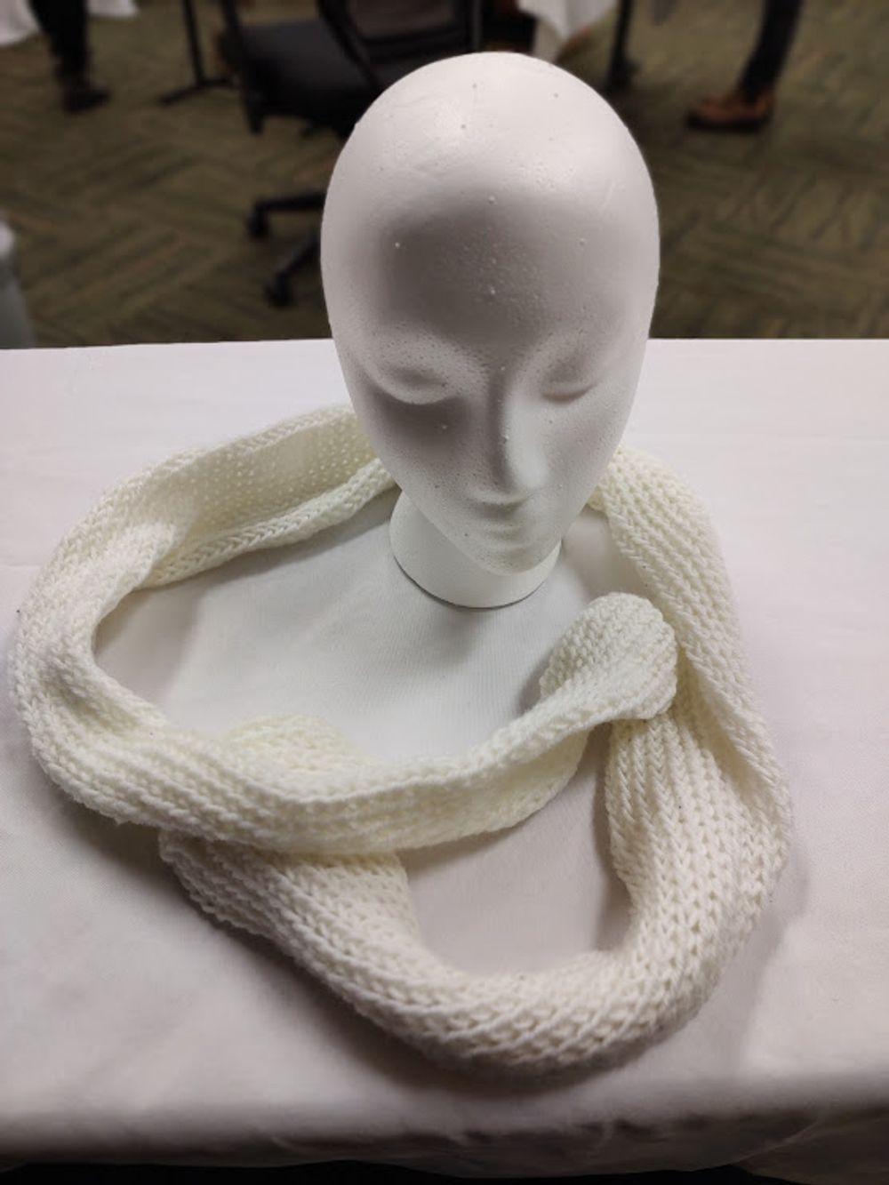 Handmade White Tube Scarf