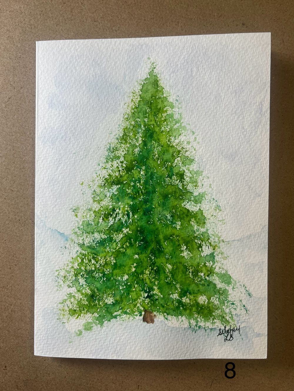 Holiday Card/Tree #8 - ORIGINAL watercolor painting 