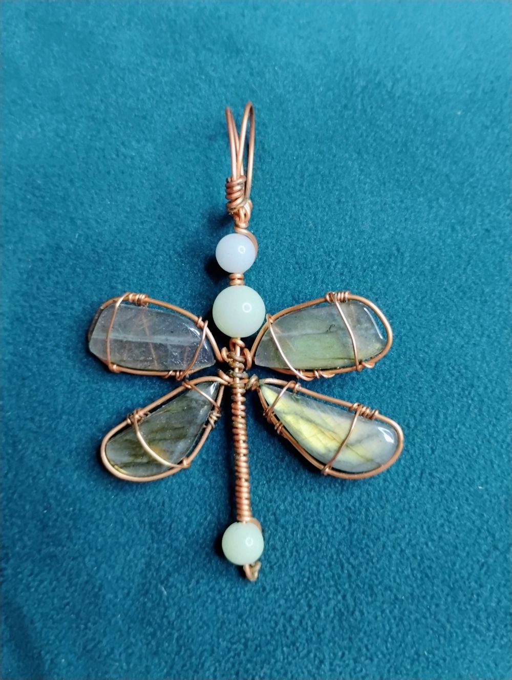 Golden Labradorite Dragonfly Pendant 