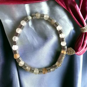 7" - Montana Flower Agate and Hematite