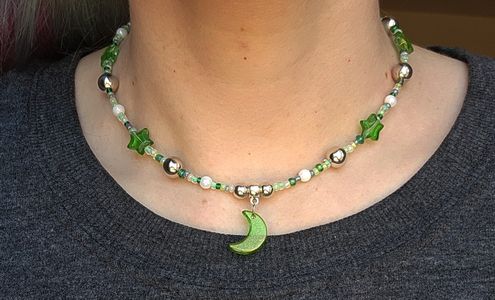 Forest Green Moon Necklace