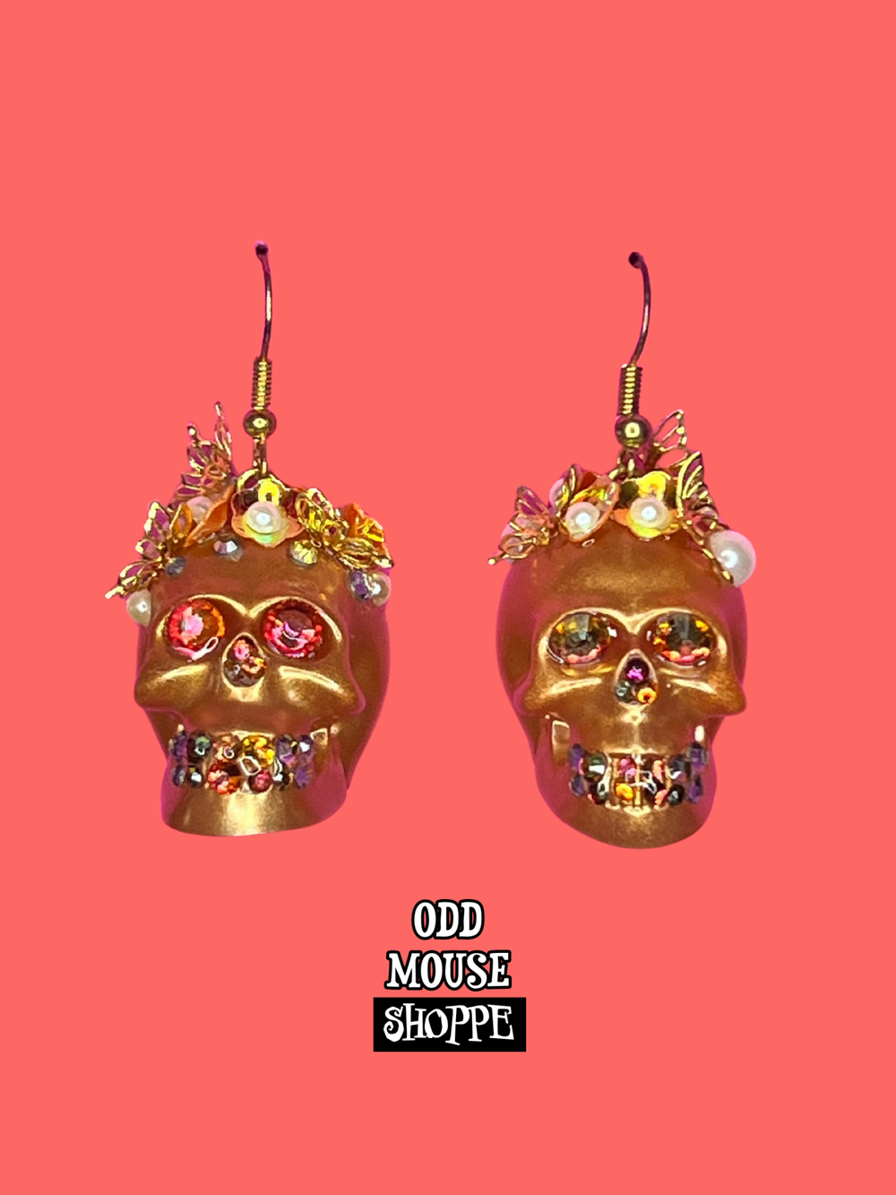 Skull Earrings Yellow Gold