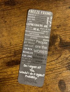 Back of Nick Miller bookmark