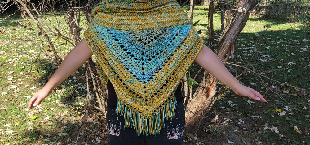 Gold and Blue Scarf/Shawl