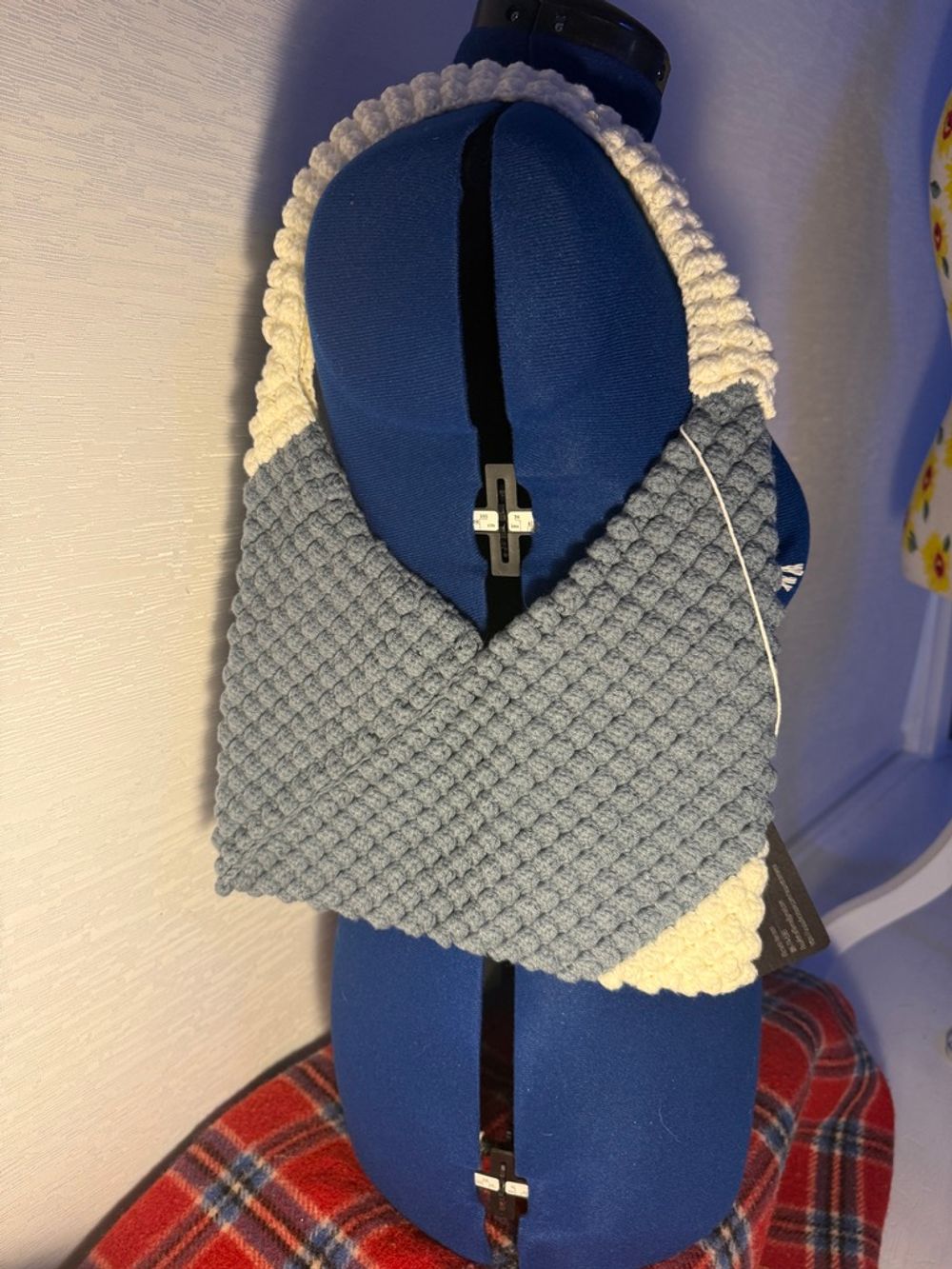 Slate Blue & Off White Puff Stitch Bag