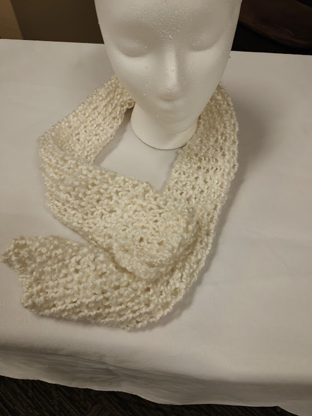 White Shiny Boucle Scarf